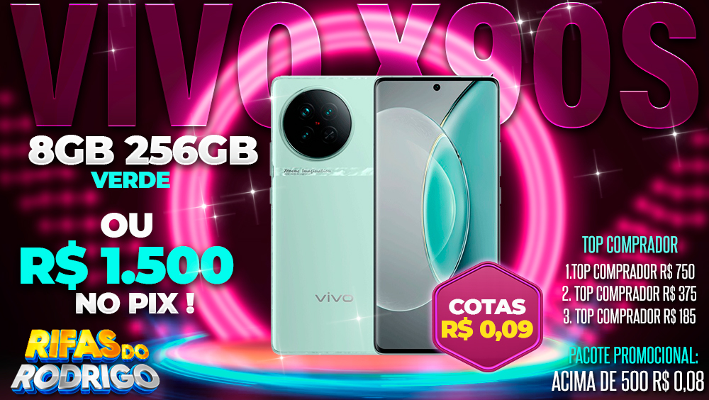 VIVO X90S 8GB 256GB VERDE OU R$1.500 NO PIX! TOP COMPRADORES: 1.R$750 2.R$375 3.R$185