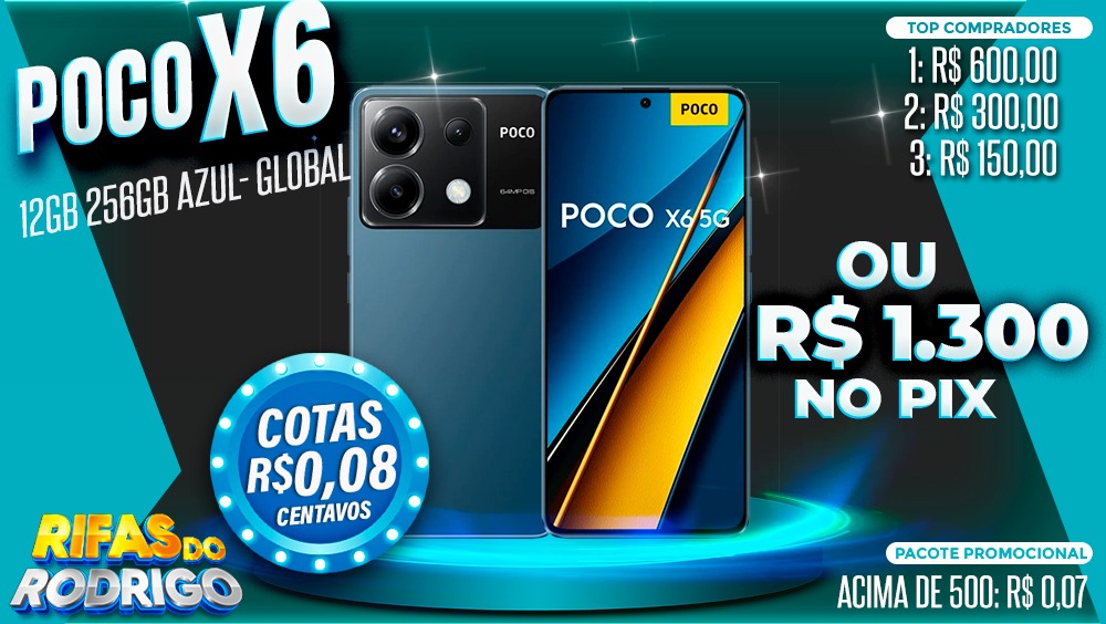 POCO X6 5G 12GB 256GB GLOBAL AZUL OU R$1.300 NO PIX! TOP COMPRADORES: 1.R$600 2.R$300 3.R$150