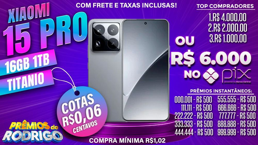 XIAOMI 15 PRO 16GB 1TB TITANIO COM FRETE E TAXAS INCLUSAS, OU R$6.000 NO PIX!