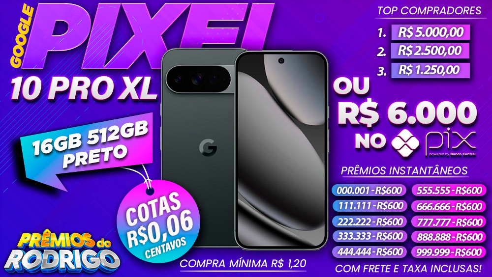 GOOGLE PIXEL 10 PRO XL 16GB 512GB PRETO COM FRETE E TAXAS INCLUSAS, OU R$6.000 NO PIX! 