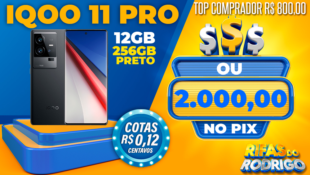 IQOO 11 PRO 12GB 256GB PRETO OU R$2.000 NO PIX! TOP COMPRADOR LEVA R$800 NO PIX!